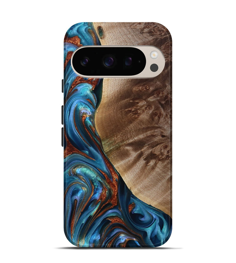 Pixel 10 Wood Live Edge Phone Case - Citlali (Teal & Gold, 815794)