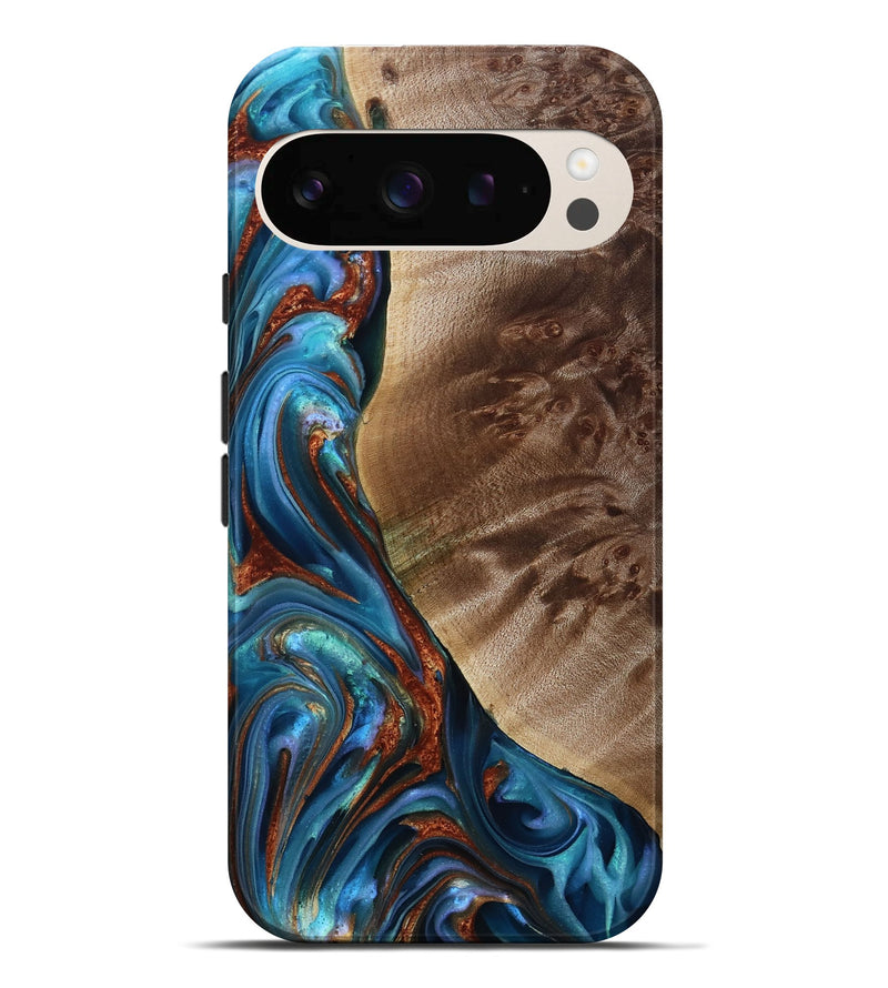Pixel 10 Pro XL Wood Live Edge Phone Case - Citlali (Teal & Gold, 815794)