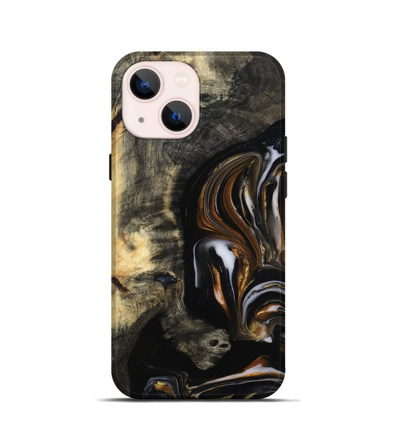 iPhone 13 mini Wood Live Edge Phone Case - Hyman (Black & White, 815797)