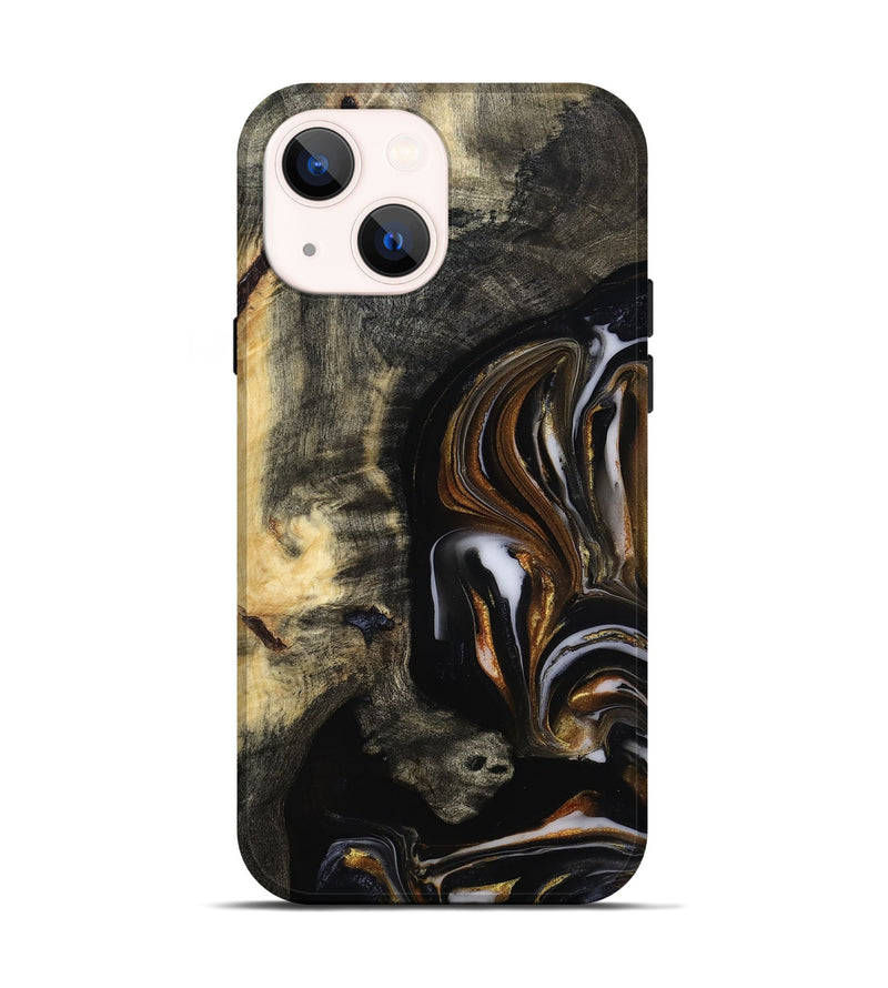 iPhone 14 Wood Live Edge Phone Case - Hyman (Black & White, 815797)