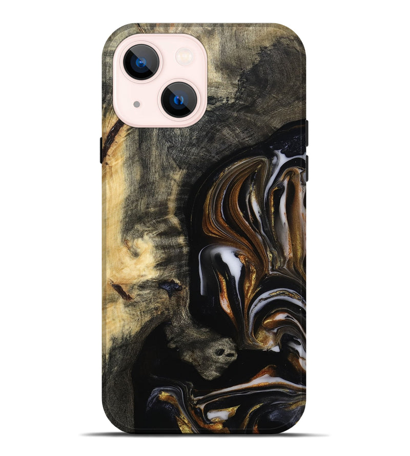 iPhone 14 Plus Wood Live Edge Phone Case - Hyman (Black & White, 815797)