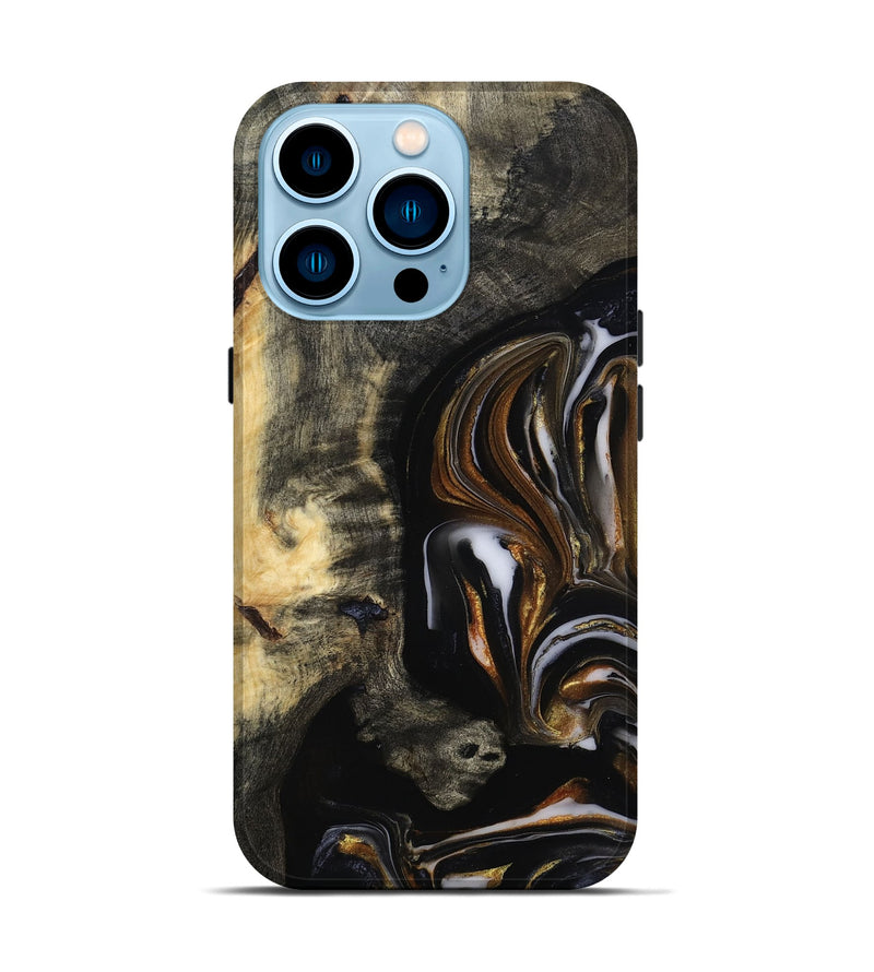iPhone 14 Pro Wood Live Edge Phone Case - Hyman (Black & White, 815797)