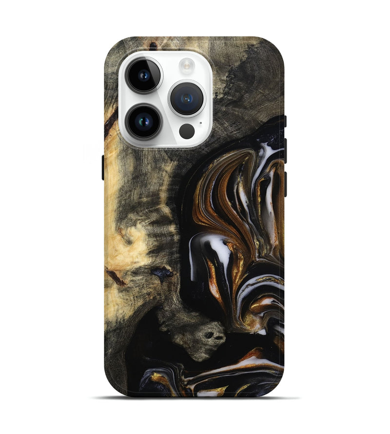 iPhone 15 Pro Wood Live Edge Phone Case - Hyman (Black & White, 815797)