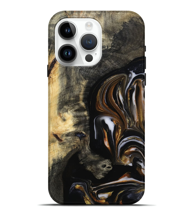 iPhone 15 Pro Max Wood Live Edge Phone Case - Hyman (Black & White, 815797)