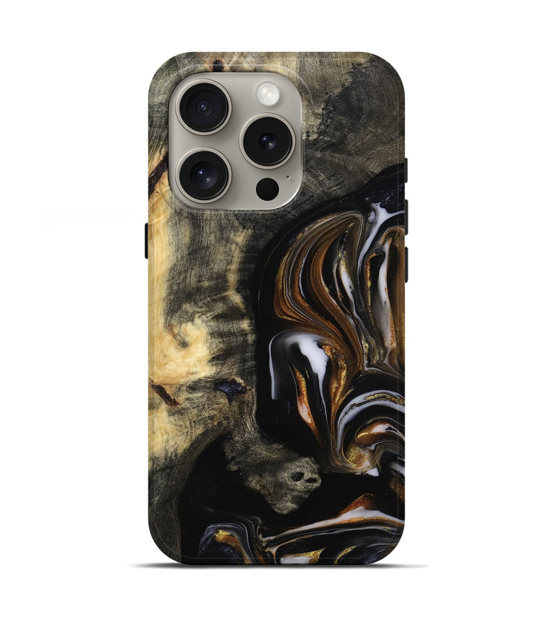 iPhone 16 Pro Wood Live Edge Phone Case - Hyman (Black & White, 815797)