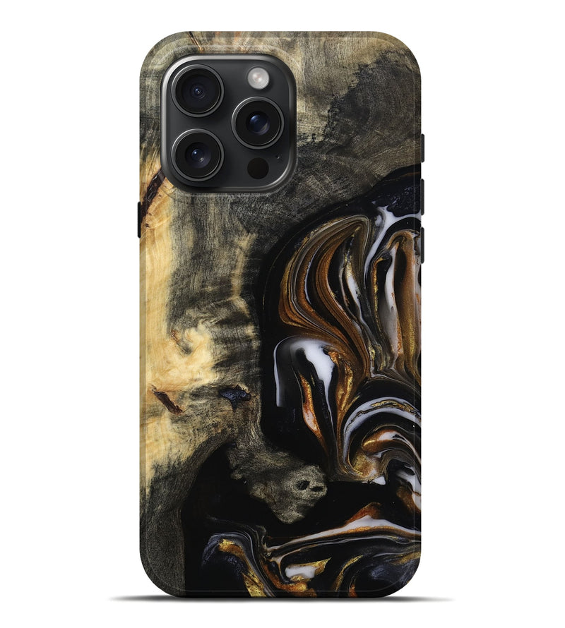 iPhone 16 Pro Max Wood Live Edge Phone Case - Hyman (Black & White, 815797)