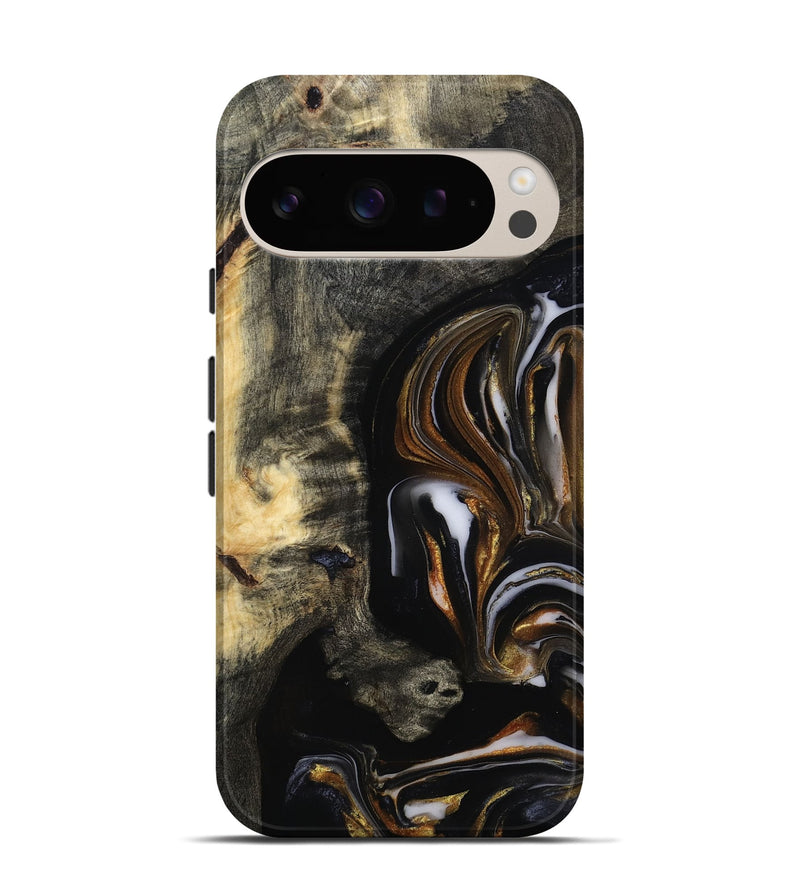 Pixel 9 Pro Wood Live Edge Phone Case - Hyman (Black & White, 815797)
