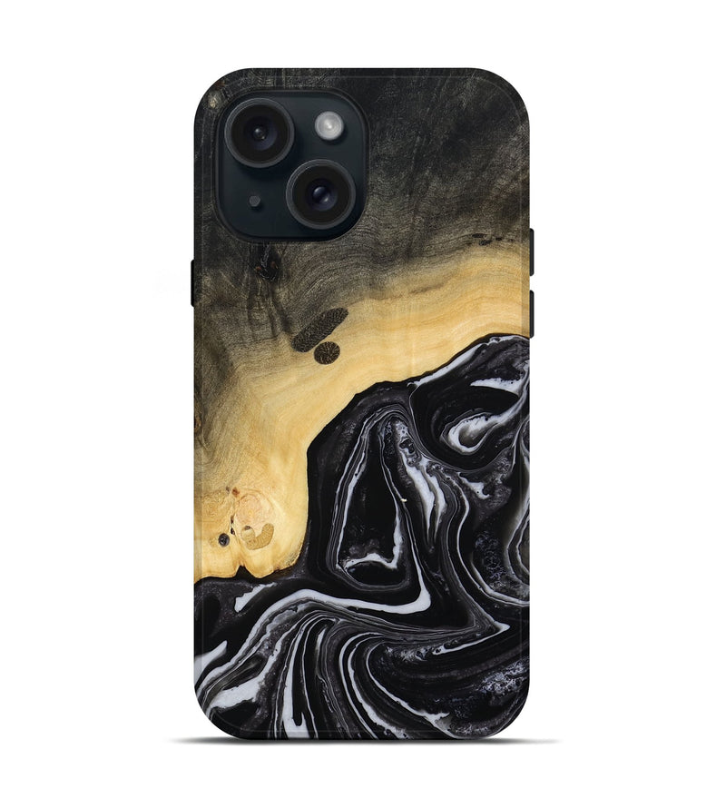 iPhone 15 Wood Live Edge Phone Case - Wylder (Black & White, 815799)