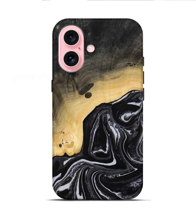 iPhone 16 Wood Live Edge Phone Case - Wylder (Black & White, 815799)