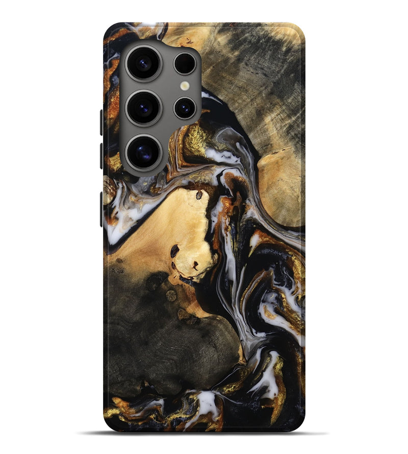 Galaxy S25 Ultra Wood Live Edge Phone Case - Carley (Black & White, 815801)