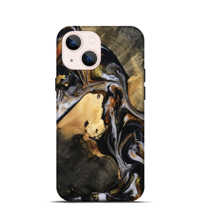 iPhone 13 mini Wood Live Edge Phone Case - Carley (Black & White, 815801)