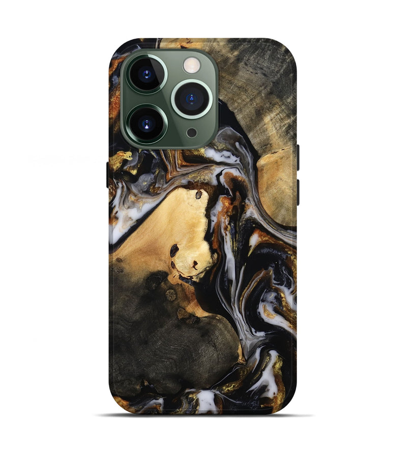 iPhone 13 Pro Wood Live Edge Phone Case - Carley (Black & White, 815801)