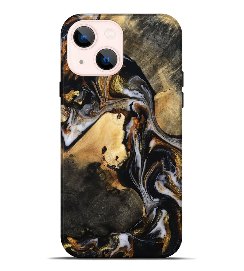 iPhone 14 Plus Wood Live Edge Phone Case - Carley (Black & White, 815801)