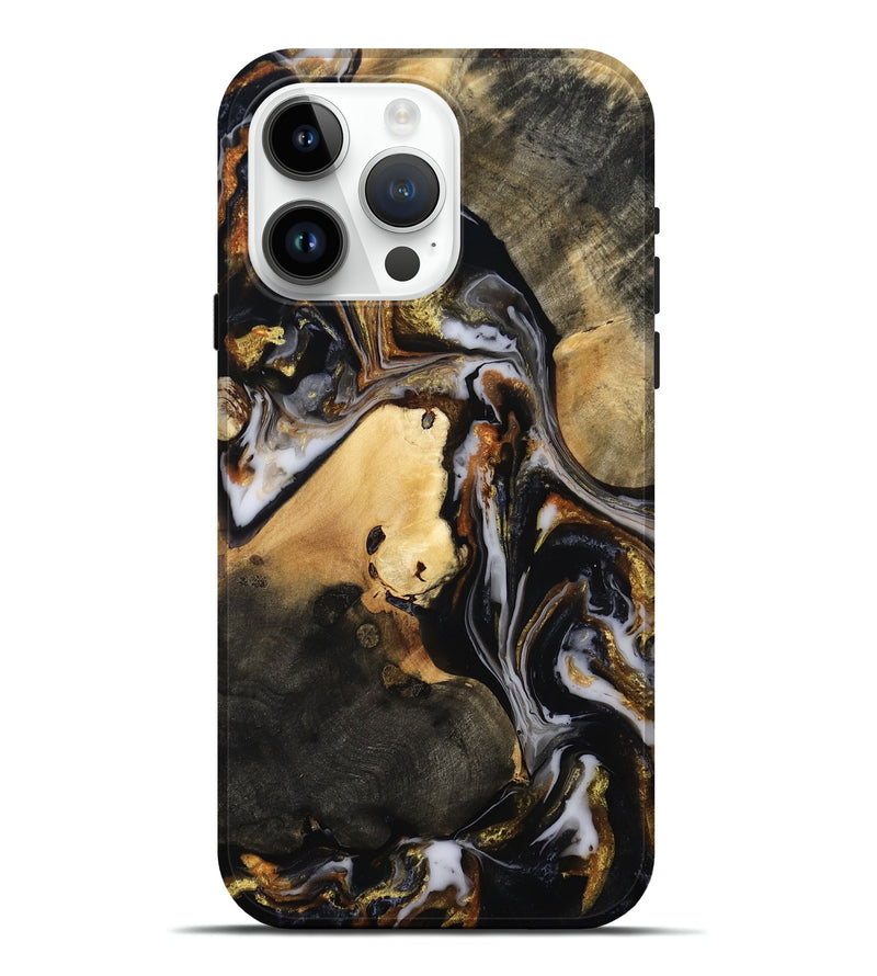 iPhone 15 Pro Max Wood Live Edge Phone Case - Carley (Black & White, 815801)
