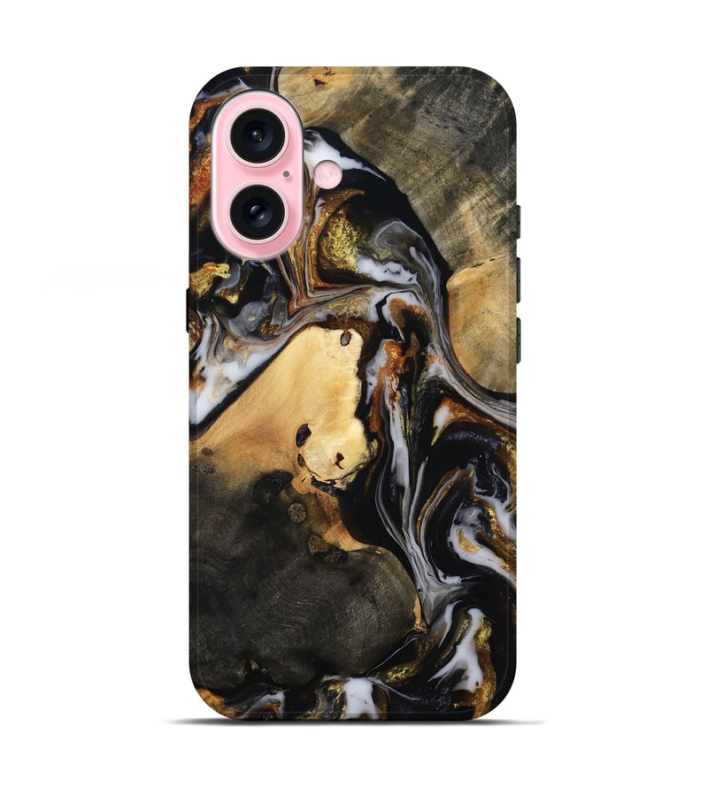 iPhone 17 Wood Live Edge Phone Case - Carley (Black & White, 815801)