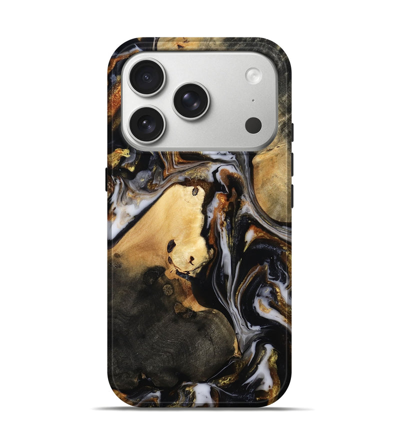 iPhone 17 Pro Wood Live Edge Phone Case - Carley (Black & White, 815801)