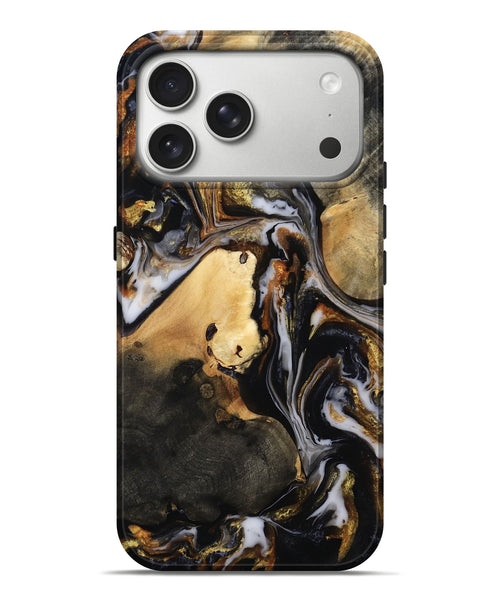 iPhone 17 Pro Max Wood Live Edge Phone Case - Carley (Black & White, 815801)