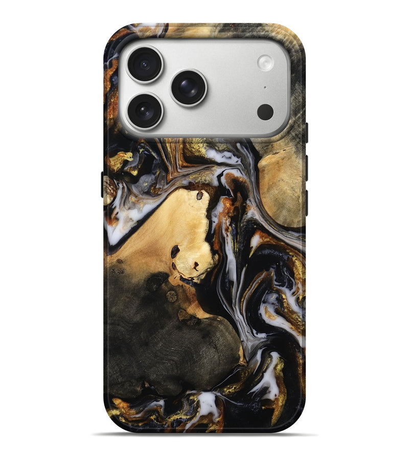 iPhone 17 Pro Max Wood Live Edge Phone Case - Carley (Black & White, 815801)