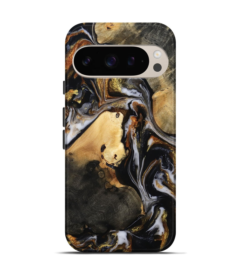 Pixel 9 Wood Live Edge Phone Case - Carley (Black & White, 815801)