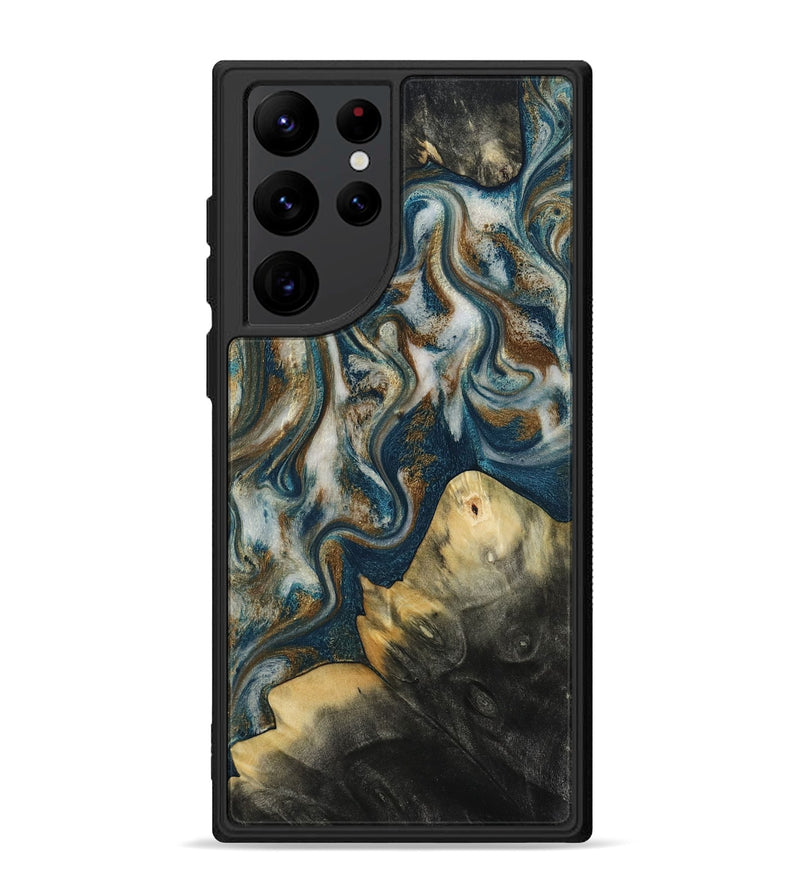 Galaxy S22 Ultra Wood Phone Case - Ingrid (Teal & Gold, 815814)