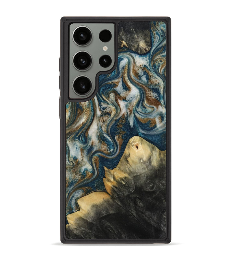 Galaxy S23 Ultra Wood Phone Case - Ingrid (Teal & Gold, 815814)