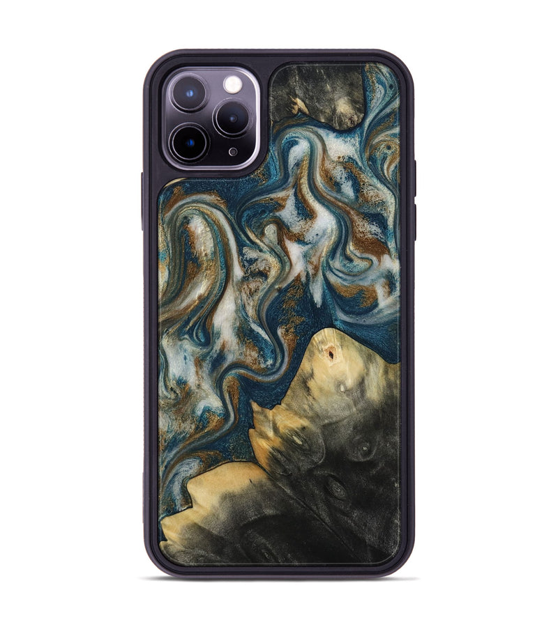 iPhone 11 Pro Max Wood Phone Case - Ingrid (Teal & Gold, 815814)