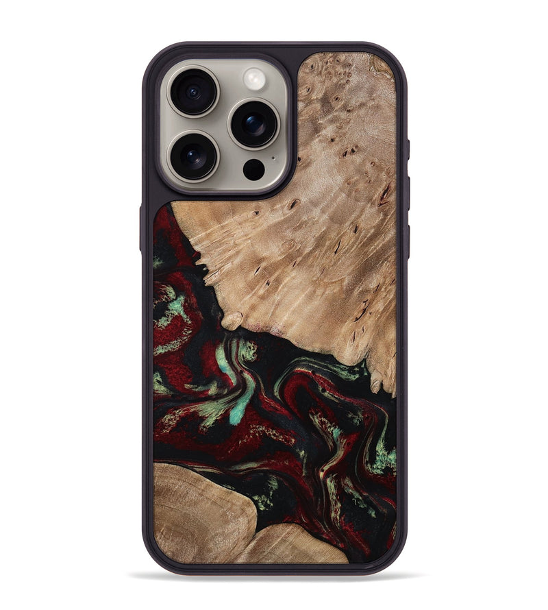 iPhone 15 Pro Max Wood Phone Case - Trey (Red, 815820)