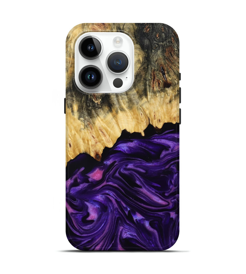 iPhone 15 Pro Wood Live Edge Phone Case - Mack (Purple, 815822)