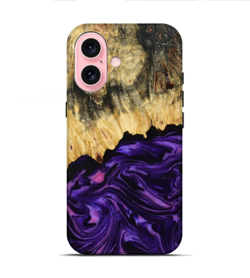 iPhone 16 Wood Live Edge Phone Case - Mack (Purple, 815822)