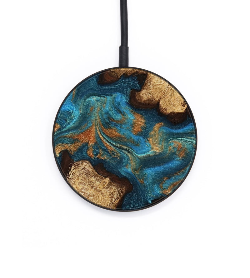 Circle Wood Wireless Charger - Siobhan (Teal & Gold, 816072)