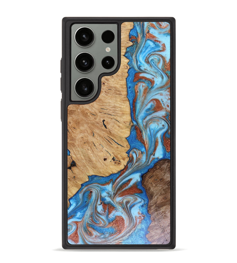 Galaxy S23 Ultra Wood Phone Case - Tamya (Teal & Gold, 816074)