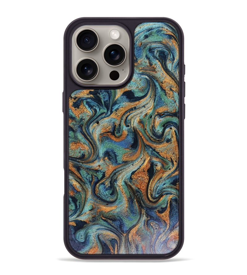 iPhone 16 Pro Max ResinArt Phone Case - Justina (Teal & Gold, 816077)