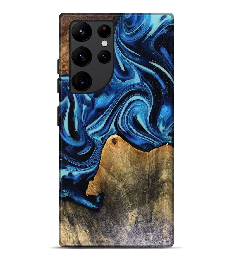 Galaxy S22 Ultra Wood Live Edge Phone Case - Brandy (Blue, 816126)