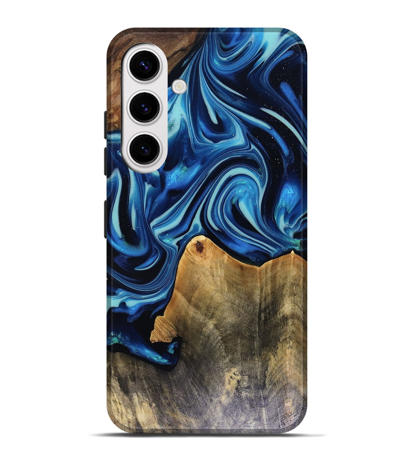 Galaxy S25 Plus Wood Live Edge Phone Case - Brandy (Blue, 816126)