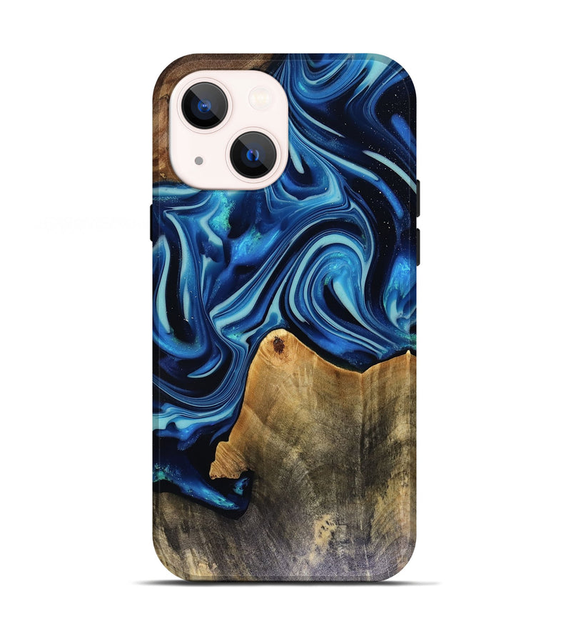 iPhone 13 Wood Live Edge Phone Case - Brandy (Blue, 816126)