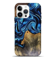 iPhone 15 Pro Max Wood Live Edge Phone Case - Brandy (Blue, 816126)