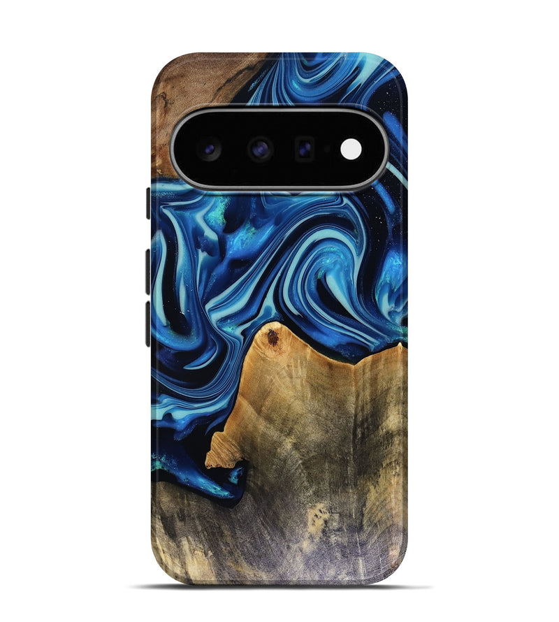Pixel 11 Pro Wood Live Edge Phone Case - Brandy (Blue, 816126)