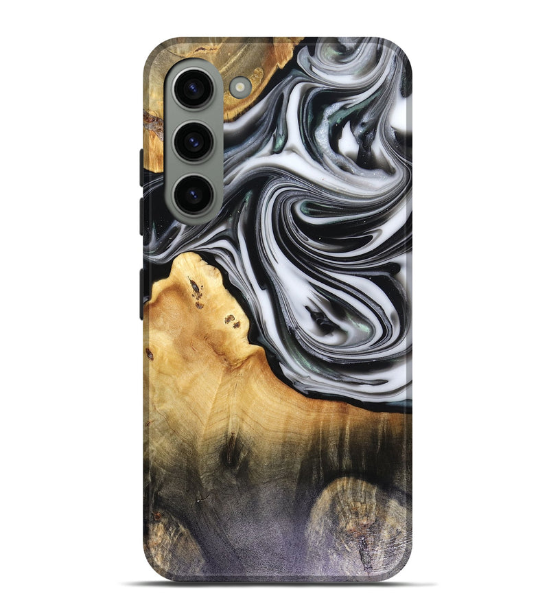 Galaxy S23 Plus Wood Live Edge Phone Case - Taina (Black & White, 816127)