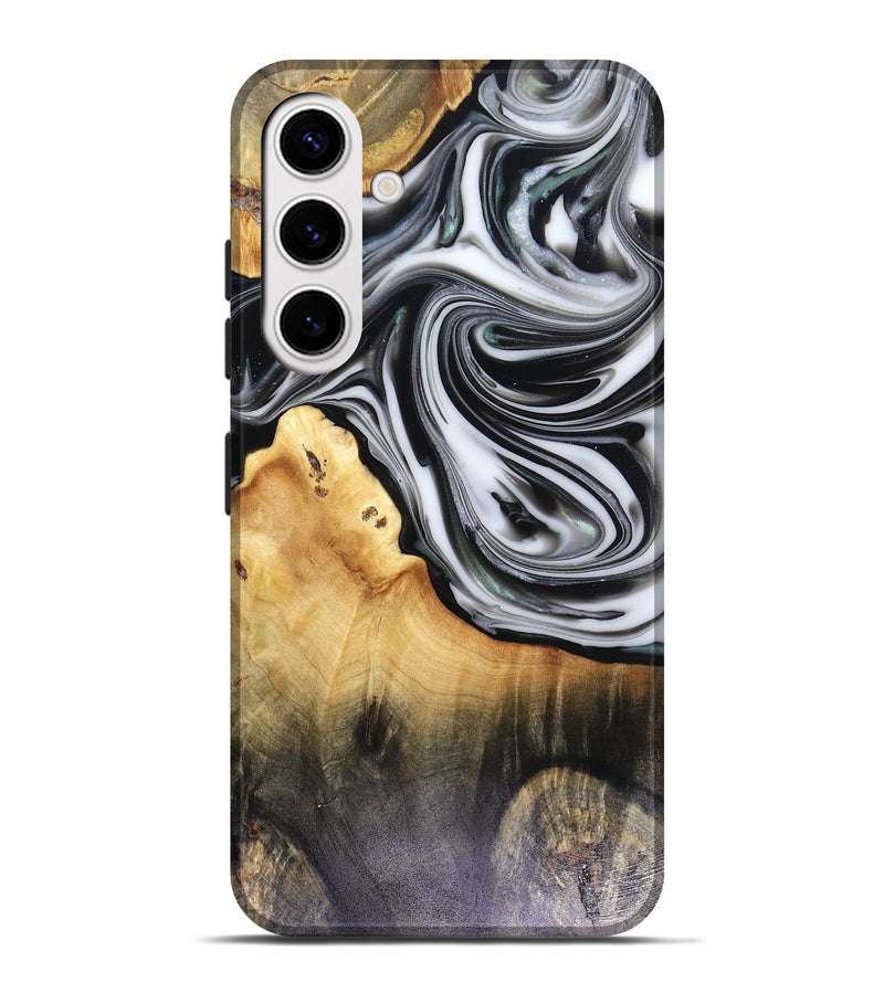 Galaxy S25 Plus Wood Live Edge Phone Case - Taina (Black & White, 816127)