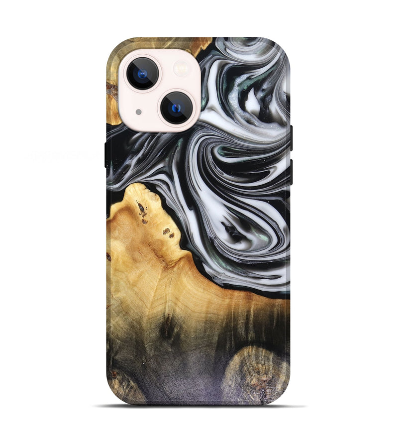 iPhone 13 Wood Live Edge Phone Case - Taina (Black & White, 816127)