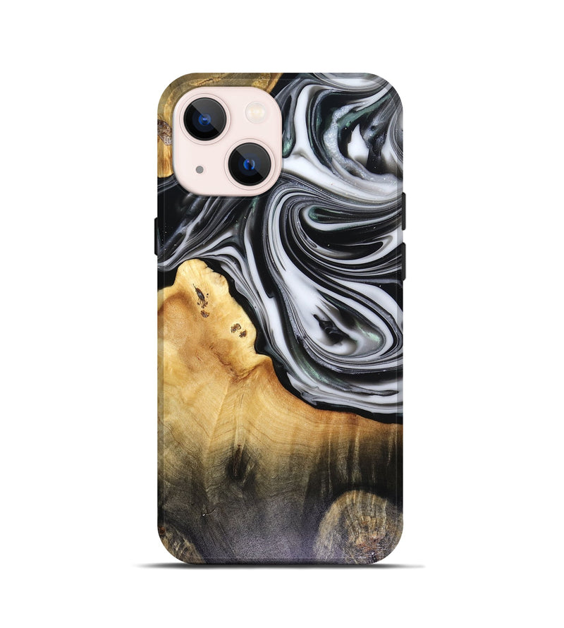 iPhone 13 mini Wood Live Edge Phone Case - Taina (Black & White, 816127)