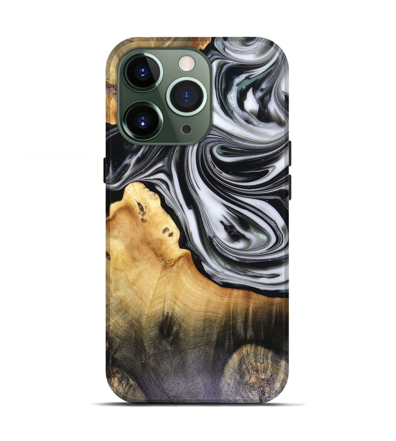 iPhone 13 Pro Wood Live Edge Phone Case - Taina (Black & White, 816127)