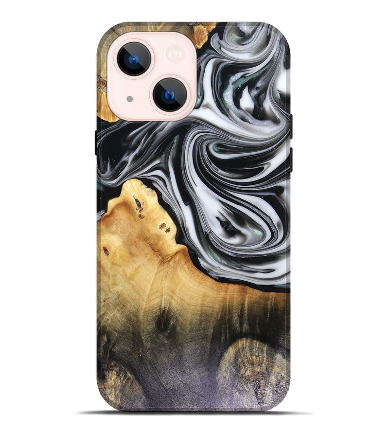 iPhone 14 Plus Wood Live Edge Phone Case - Taina (Black & White, 816127)