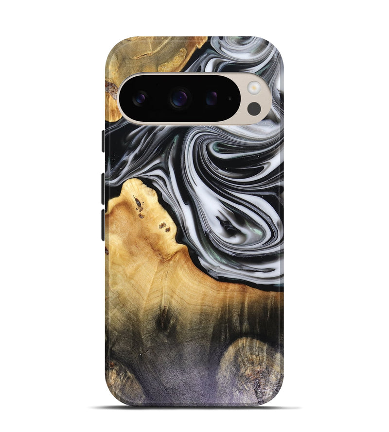 Pixel 9 Wood Live Edge Phone Case - Taina (Black & White, 816127)