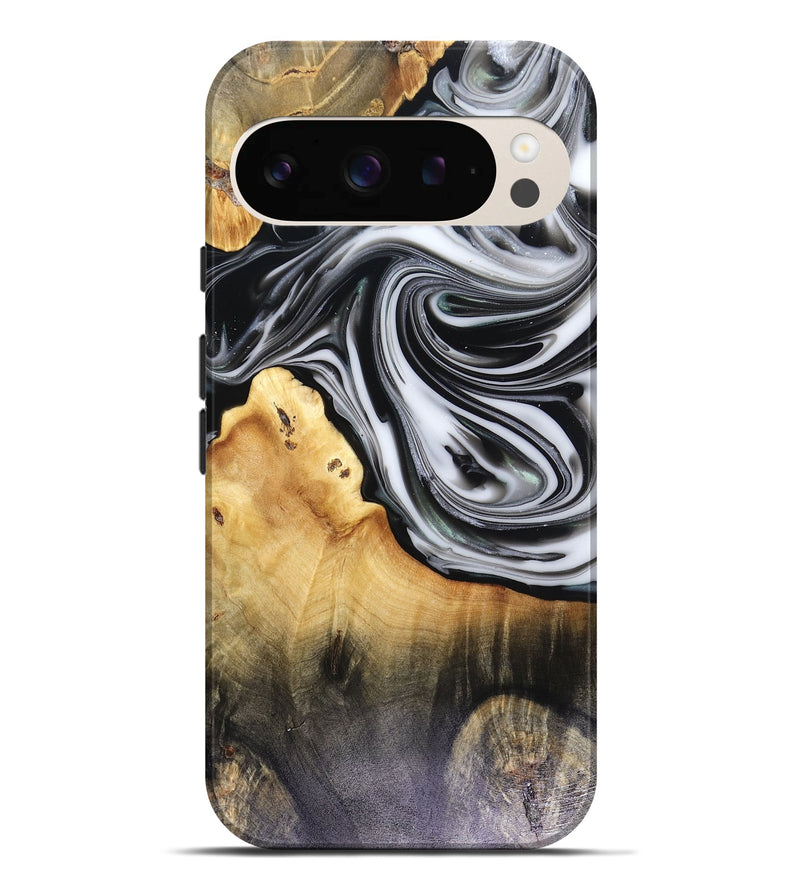Pixel 9 Pro XL Wood Live Edge Phone Case - Taina (Black & White, 816127)