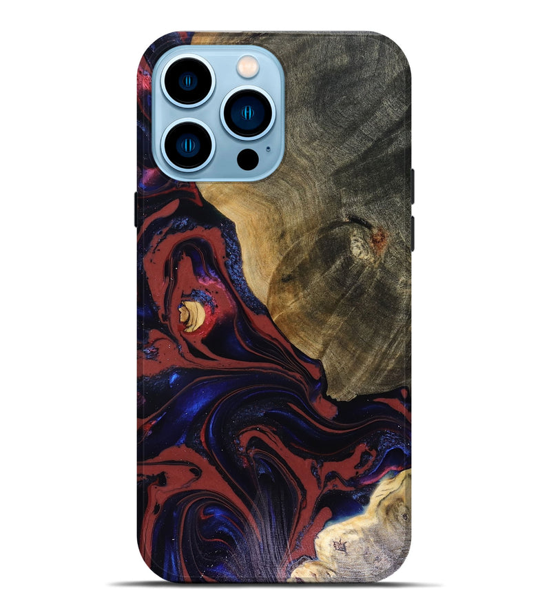 iPhone 14 Pro Max Wood Live Edge Phone Case - Louie (Red, 816129)