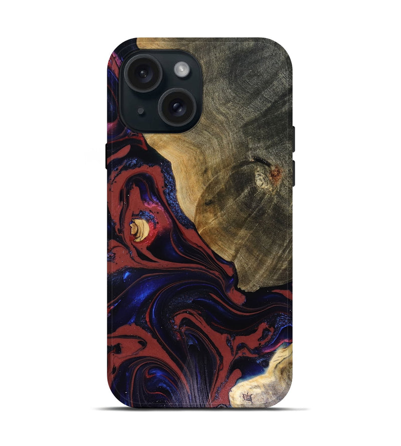 iPhone 15 Wood Live Edge Phone Case - Louie (Red, 816129)