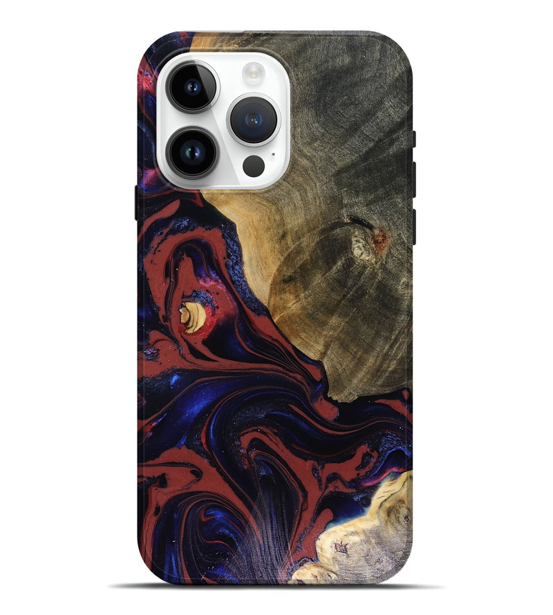 iPhone 15 Pro Max Wood Live Edge Phone Case - Louie (Red, 816129)