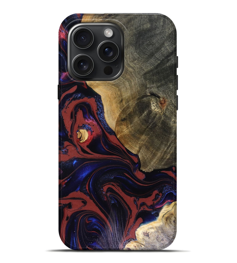 iPhone 16 Pro Max Wood Live Edge Phone Case - Louie (Red, 816129)