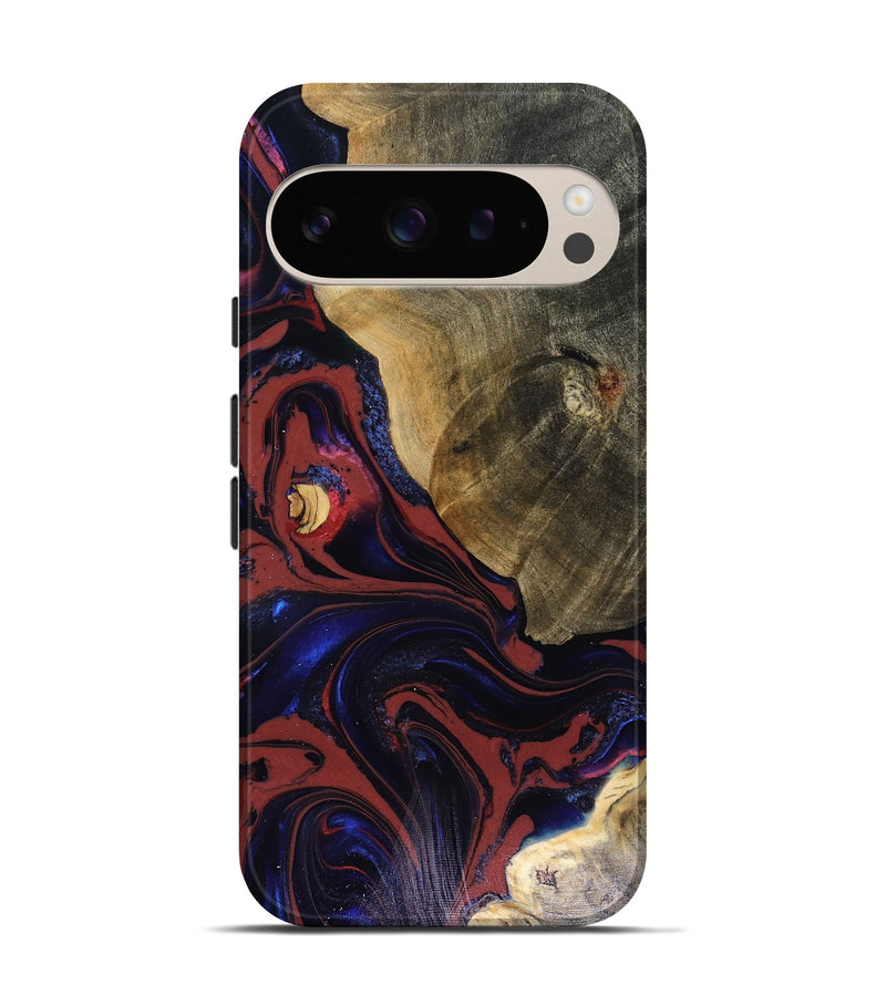 Pixel 9 Pro Wood Live Edge Phone Case - Louie (Red, 816129)